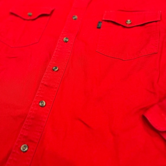 [XL]Vintage Roper Mens Red 100% Cotton L/S Solid Long Tail Western Shirt - Picture 4 of 9